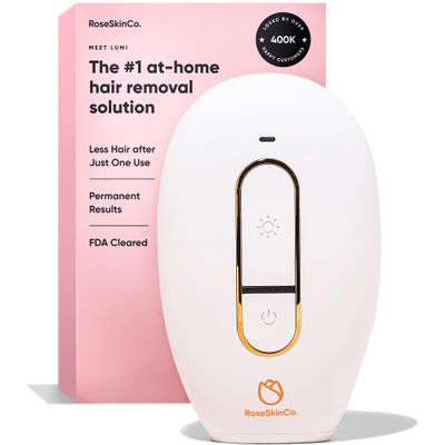 RoseSkinCo Lumi IPL Laser Hair Removal Device, At Home Permanent Hair Reduction on Face, Bikini, Legs, Arms, Underarms, Safe & Gentle Intense Pulsed Light Handheld Device, White/Gold