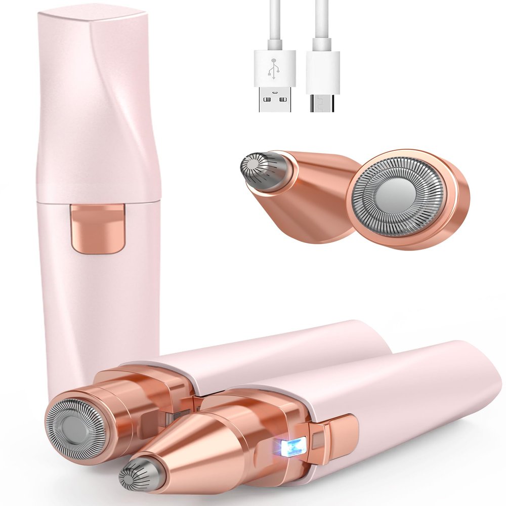 IFANZETECH Eyebrow Trimmer Facial Hair Removal for Women: 2 in 1 Rechargeable Facial Hair Remover & Eyebrow Razor, Electric Painless Face Shaver for Women with LED Light for Eye brow, Lips & Face