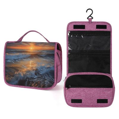FekiLoot Sunset Seascape Hanging Toiletry Bag Large Capacity Bathroom Storage Bag with Hanging Hook Portable Hanging Organizer Men And Women Travel Toiletries Bag