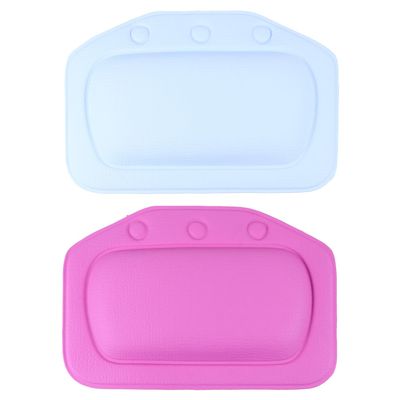 VINTORKY 2pcs Bathtub Cushion with Powerful Suction Cups Soft PVC Foam Bath Pillow for Neck and Back Support Non-Slip Tub Headrest Comfortable Spa Bath Accessory for Bathtubs Random Color