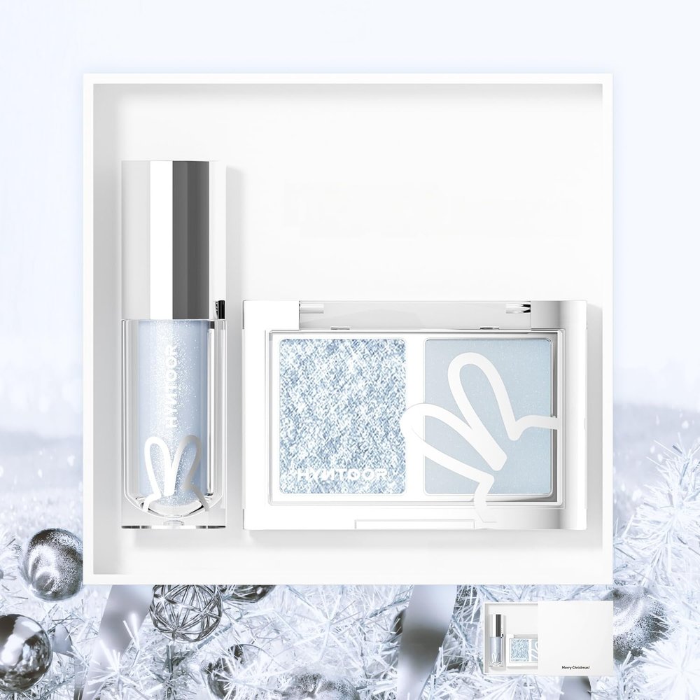 CYAYLM HYNTOOR Christmas Limited Edition Winter Eyeshadow and Lipstick Gift Set, Green Trail and Blue Wind Chimes, Shimmer and Satin Finish, Long Lasting Makeup Collection (02, M)