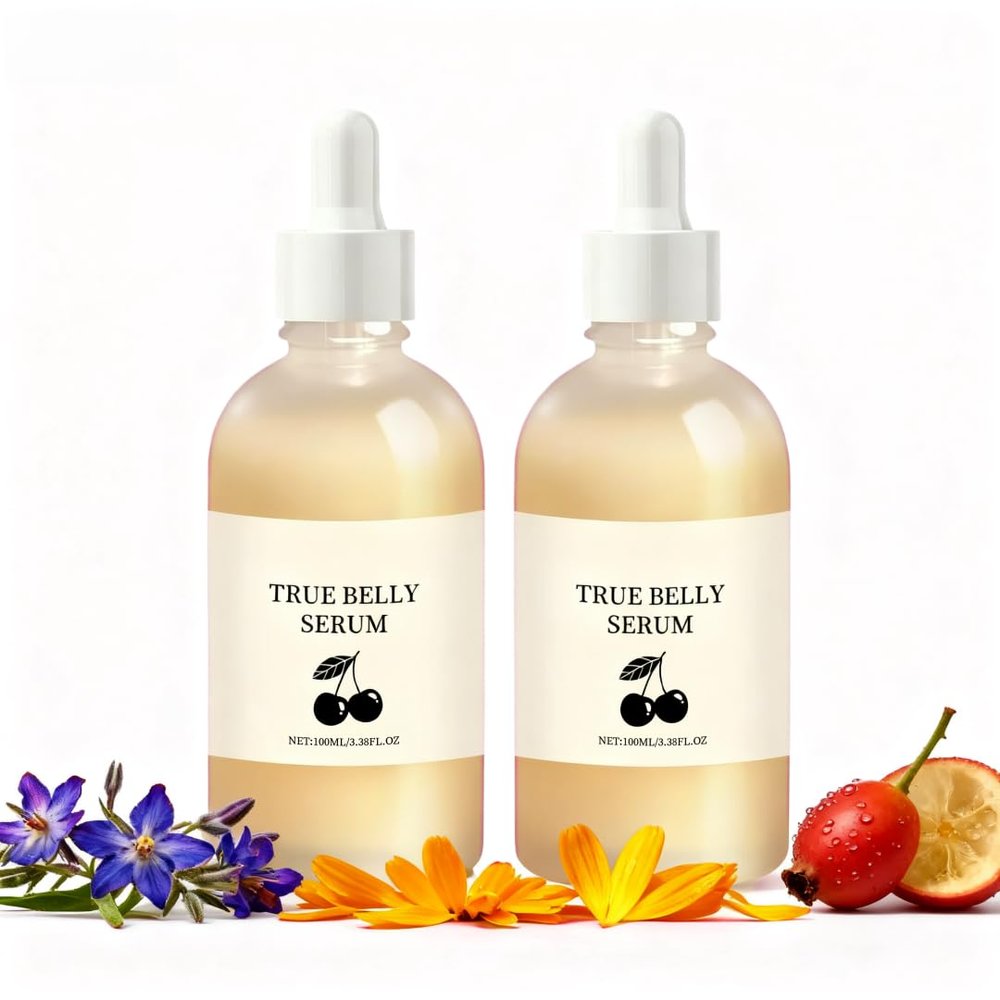 True Belly Serum - Organic Firming & Hydrating Belly Oil for Stretch Mark & Cellulite Appearance, Belly Oil For Pregnant Women,Supports Skin Nourishment & Elasticity,100ml (2PCS)