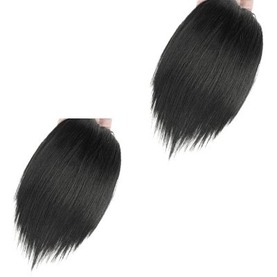 2Pcs Black Invisible Human Hair Toppers For Women Seamless Clip In Hair Extension Piece Short Fake Fringe Lining of Hair Top Hairpieces