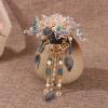 1 pcs Cayyoomm White Camellia Hairpin with Blue Pearl Pendant & Double Happiness Engraving - Chinese Wedding Hair Accessory, Bridal Hair Stick with Auspicious Symbols (White Camellia)