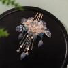 1 pcs Cayyoomm White Camellia Hairpin with Blue Pearl Pendant & Double Happiness Engraving - Chinese Wedding Hair Accessory, Bridal Hair Stick with Auspicious Symbols (White Camellia) view 2