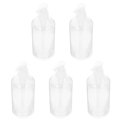 NinthAvenue Basics 5Pcs Transparent Pump Lotion Bottles Plastic Refillable Shampoo Dispenser for Travel Bathroom Hand Soap Gel Liquid Container