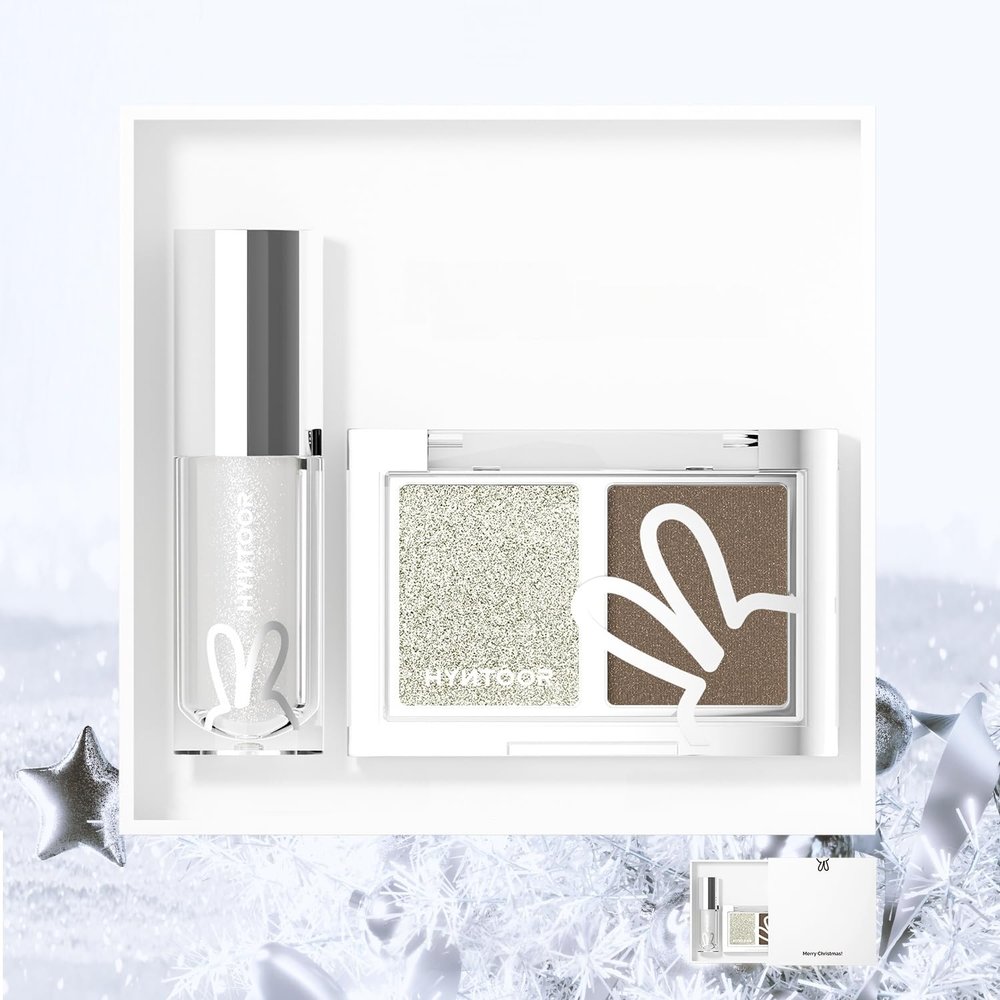 CYAYLM HYNTOOR Christmas Limited Edition Winter Eyeshadow and Lipstick Gift Set, Green Trail and Blue Wind Chimes, Shimmer and Satin Finish, Long Lasting Makeup Collection (04, M)