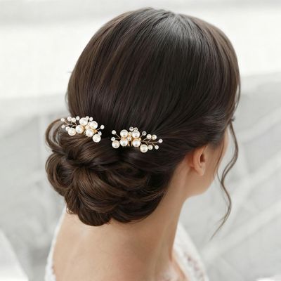 Foyte Wedding Pearl Hair Comb Bridal Pearls Headpieces Rhinestone Bridesmaid Hair Accessories for Women and Brides (Pack of 2)