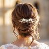 Foyte Wedding Pearl Hair Comb Bridal Pearls Headpieces Rhinestone Bridesmaid Hair Accessories for Women and Brides (Pack of 2) view 4