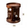 360 Walnut Cosmetics nizer, Rotating Wooden Makeup Tower, Antique Perfume Display Rack with Begonia Glass Accent, Large-Capacity Desktop Carousel view 2