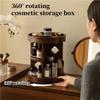 360 Walnut Cosmetics nizer, Rotating Wooden Makeup Tower, Antique Perfume Display Rack with Begonia Glass Accent, Large-Capacity Desktop Carousel view 3