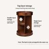360 Walnut Cosmetics nizer, Rotating Wooden Makeup Tower, Antique Perfume Display Rack with Begonia Glass Accent, Large-Capacity Desktop Carousel view 4