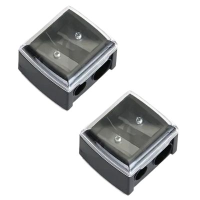 2Pcs Black Eyeliner Sharpener Makeup Pencil Sharpener Pencil Sharpeners for Eyebrow Eyeliner Pencil Tool Dual Holes Eye Pencil Sharpener with Cover Portable Makeup Brushes and Tools