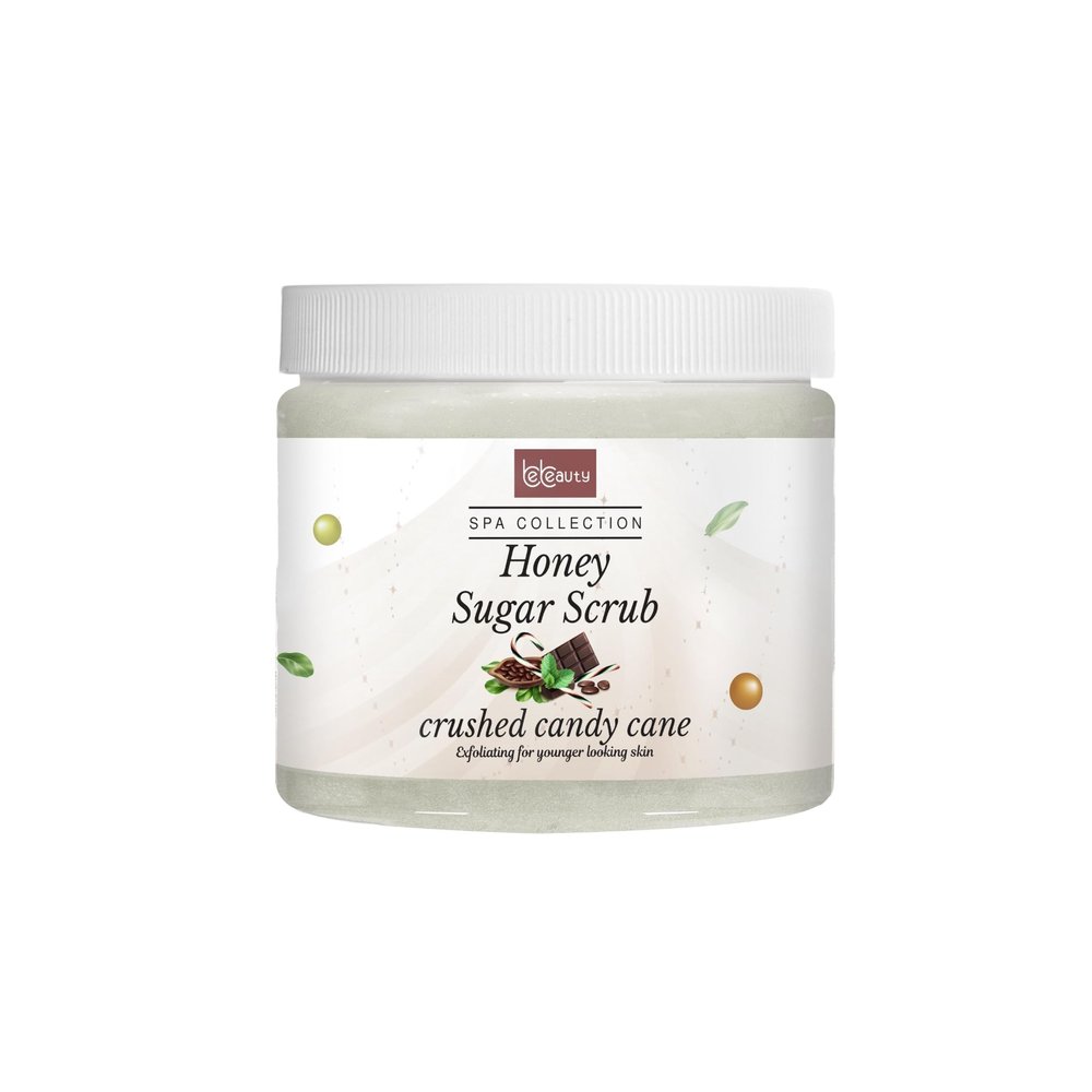 Crushed Candy Cane Honey Sugar Body Scrub Peppermint Exfoliating Sugar Scrub for Smooth, Refreshed Skin by BeBeauty.