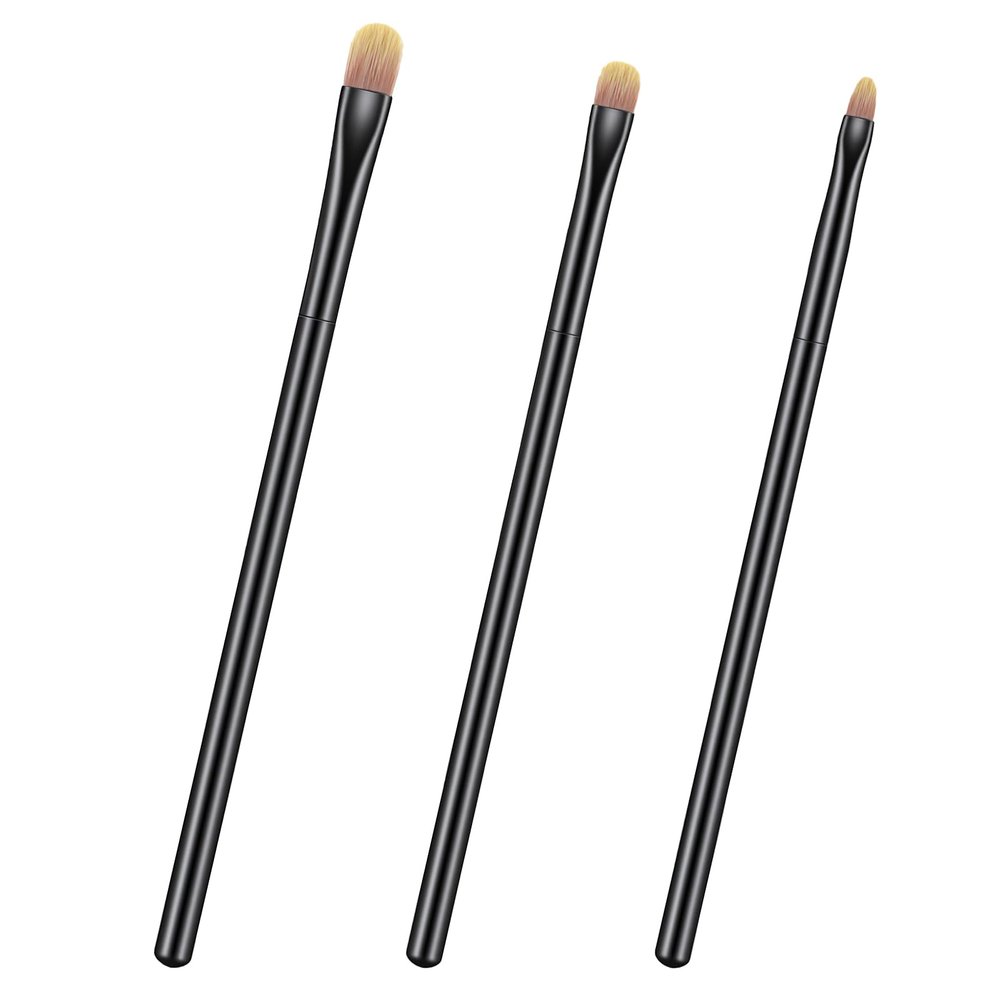3PCS Flat Concealer Brush Small Black Premium Synthetic Makeup Brushes Under Eye, Travel Foundation Make up Brush Set Precise Coverage Dark Circles Face Contour Blending Brushes(3 Sizes)