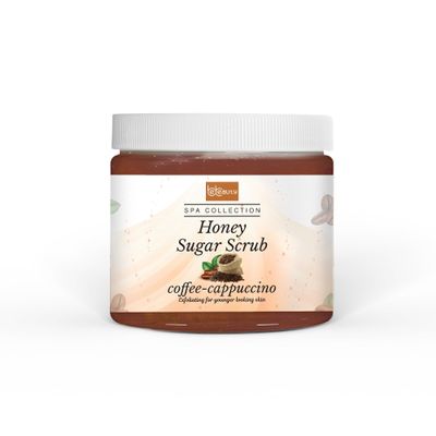 Coffee Cappuccino Honey Sugar Body Scrub Gentle Exfoliating Sugar Scrub with Hydrating Honey for Smooth, Soft, Refreshed Skin by BeBeauty 16 oz