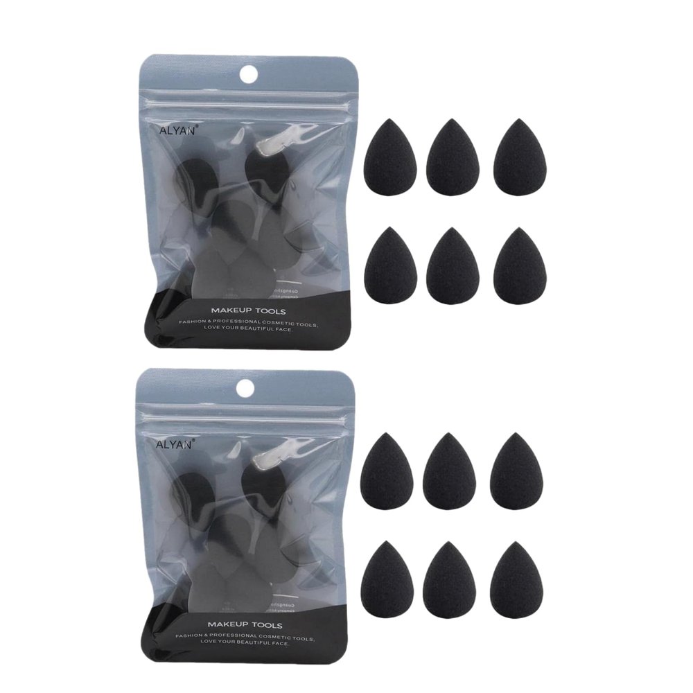12PCS Mini Makeup Sponge, Black Small Beauty Sponge Blender Set for Foundation, Powder, Concealer Highlight,and Eye Shadow