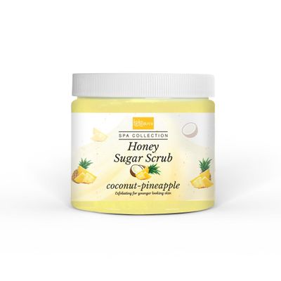 Coconut Pineapple Honey Sugar Scrub Hydrating Exfoliating Body Scrub with Tropical Coconut & Pineapple Scent by BeBeauty 16 oz