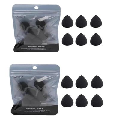 12PCS Mini Makeup Sponge, Black Small Beauty Sponge Blender Set for Foundation, Powder, Concealer Highlight,and Eye Shadow