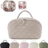 2026 New Travel Makeup Bag,Festivalment Wide Open Lay-Flat Water-Resistant Cosmetic Case,Puffy Padded Organizer for Toiletries & Brushes Large Capacity with Compartments (Beige) view 1