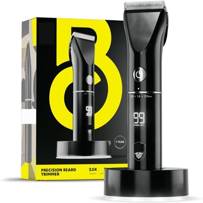 Beard Trimmer for Men Electric Cordless Rechargeable Professional Barber Trimmer, 8oz - Sharp Clean Cuts, 8 Color Coded Guides for 45 Unique Flawless Trimming Lengths