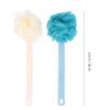 SAFIGLE 2pcs Exfoliating Long Handle Bath Brush for Back and Body Deep Cleaning Soft Bristles Shower Scrubber Blue Beige for Home Bathroom view 2