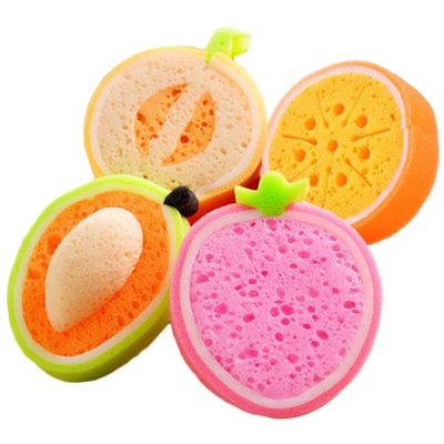 WESIEVYA 4pcs Fruit Shaped Bath Sponges Bath Tool Soft Design for Home Bathroom Fun Shower Accessories