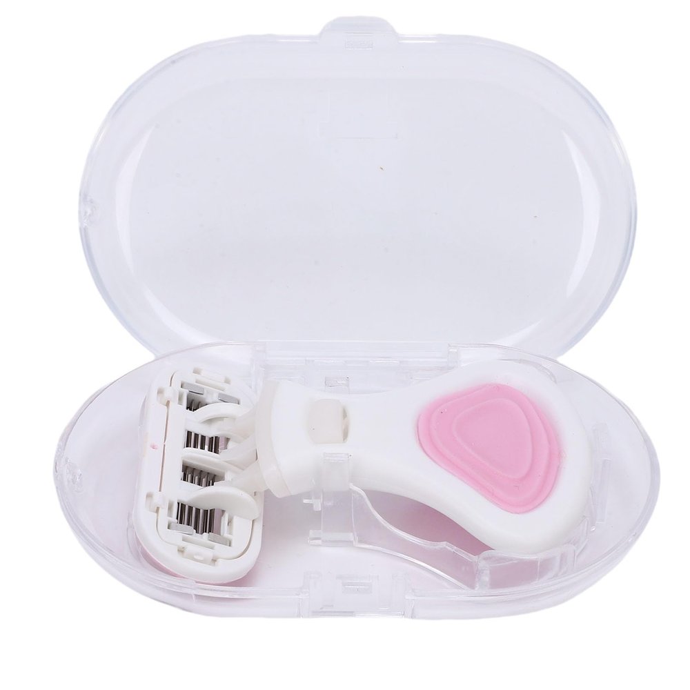 TYTOGE Women Travel Mini Shaving Kit 6 Layer Cutters Portable Travel Shaving Kit with Foldable Non Slip Handle 3 Refills (Pink)