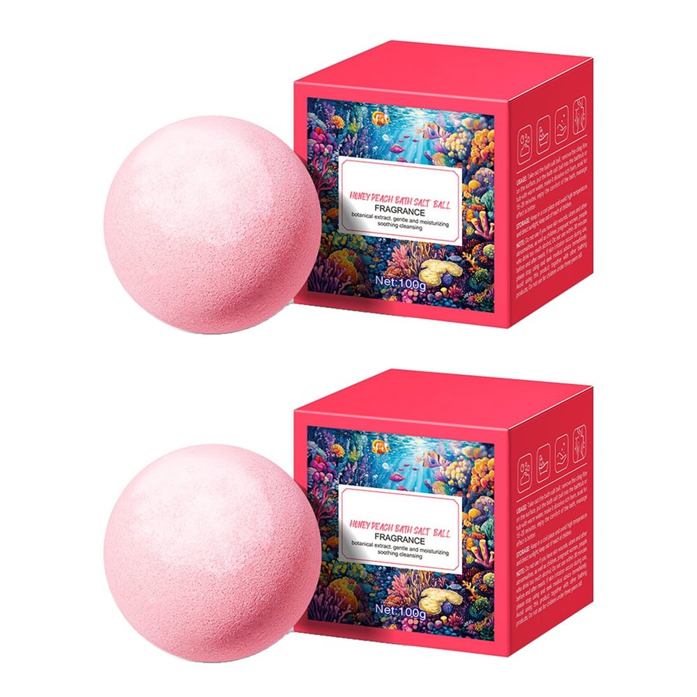 Aislor 2-Pack of Natural Fruit Scented Bath Bombs, Moisturizing Fizzies for Bubble Bath, Spa & Hot Tub Gift Set Peach One Size