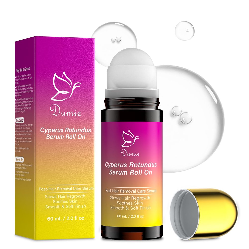 Cyperus Rotundus Serum Roll-On Ingrown Hair & Razor Bump Treatment, Natural Hair Growth Inhibitor & Smoothing Solution for Sensitive Skin, Non-Greasy Post Hair Removal Care(60ml)