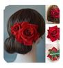 1pc Red Rose Flower Hair Combs Bohemia Rose Hairpin, Bride Costume Hair Decor for Party Wedding, Red Flower Hair Clip for Women Romantic Hair Accessories view 1
