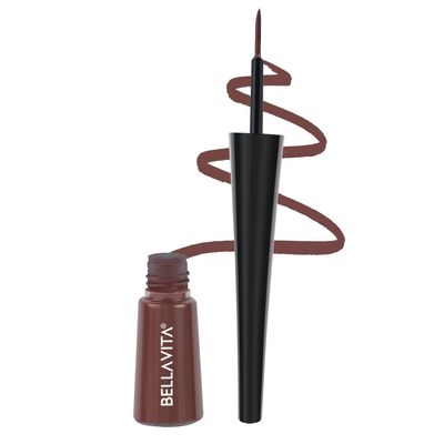 BELLA_VITA Intense Drama Waterproof Eyeliner, Brown, Matte Finish, Smudge-Proof, Fast-Drying, Felt Tip Applicator, Enriched with Biotin, 3.5 ml