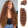 100% Human Hair Deep Wave Knotless Pre-Separated Crochet Hair feather crochet human hair extensions for Women #30 Color 20inch 120g view 1