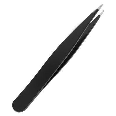 Alipis Fine Point Stainless Steel Tweezers for Eyebrow and Nose Hair Precision Hair Removal Tool for Women Facial Grooming Black Thick Splinter Remover