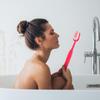 ABOOFAN Creative Large Toothbrush-Shaped Bath Brush Back Scrubber with Hanging Comfortable Grip Exfoliating Shower Brush for Body Cleaning and Massage Safe Skin Care Tool in Red view 3