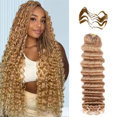 100% Human Hair #27 Color Deep Wave Knotless Pre-Separated Crochet Hair feather crochet human hair extensions for Women 20inch 120g