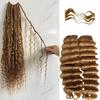 100% Human Hair #27 Color Deep Wave Knotless Pre-Separated Crochet Hair feather crochet human hair extensions for Women 20inch 120g view 4