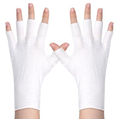 6 Pairs Eczema Gloves White Fingerless Gloves Cotton Glove for Dry Hands Sleeping Soft Comfortable Overnight Dry Hands Glove Cotton Moisturizing Glovess Sun Protection Glovess for Adults Hand Spa Care