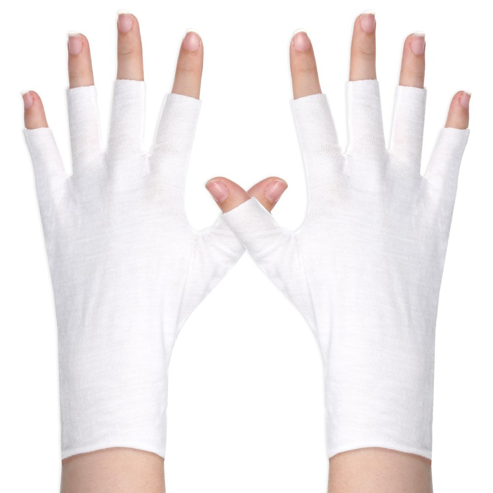 6 Pairs Eczema Gloves White Fingerless Gloves Cotton Glove for Dry Hands Sleeping Soft Comfortable Overnight Dry Hands Glove Cotton Moisturizing Glovess Sun Protection Glovess for Adults Hand Spa Care