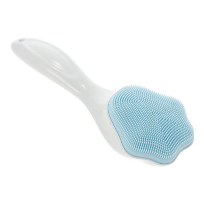 DONFAMDS Long Handle Silicone Face Scrubber Brush for Facial Cleansing and Exfoliation Soft Material for Deep Clean Removes Dirt Sebum Blackheads Portable Blue Paw Design for Sensitive Skin