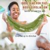 2 Pack African Net Sponge Exfoliating Scrubber Bath Sponge for Daily Use (Champange+Olive Green) view 2