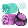 2 Pack African Net Sponge Exfoliating Scrubber Bath Sponge for Daily Use (Light Purple +Seafoam) view 1