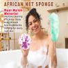 2 Pack African Net Sponge Exfoliating Scrubber Bath Sponge for Daily Use (Light Purple +Seafoam) view 3