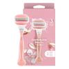 Comfort Glide White Tea Scented Women's Razor, 3 Blades, Manual Razor, Handle and 2 Blade Refills, Pink Soft Grip Handle view 1