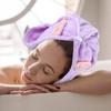 AUTSUPPL 2Pcs Quick-Drying Coral Fleece Hair Towel Wrap for Adults Super Absorbent Lightweight Head Towels with Elastic Loop Soft Cartoon Bunny Ear Design for Fast Hair Drying and Travel view 3