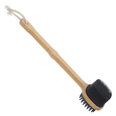 PLAFOPE Long Handle Silicone Back Scrubber for Shower with Soft Bristles and Hanging Dual-Sided Bath Brush for Deep Cleansing Massage and Easy Storage Practical Body Scrubber for Men and