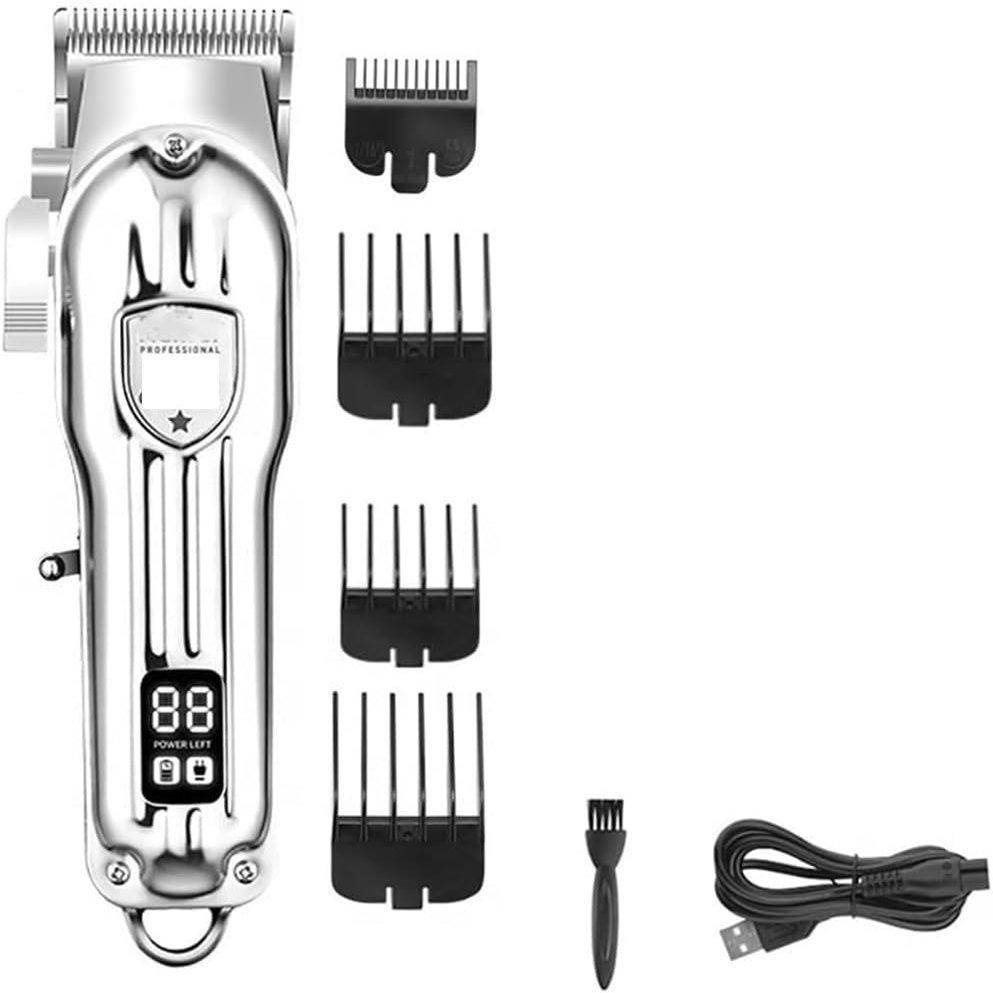 YHNNH Hair Cutting Tool, Full Metal Clipper Professional Men's Adjustable Electric Trimmer Beard Rechargeable Cut Machine
