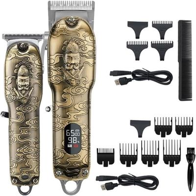 YHNNH Hairdressing Tools, 2-Piece Professional Electric Hair Clipper Set, Metal Casing Trimmer, Cordless Hair Clipper for Men's Barbers.