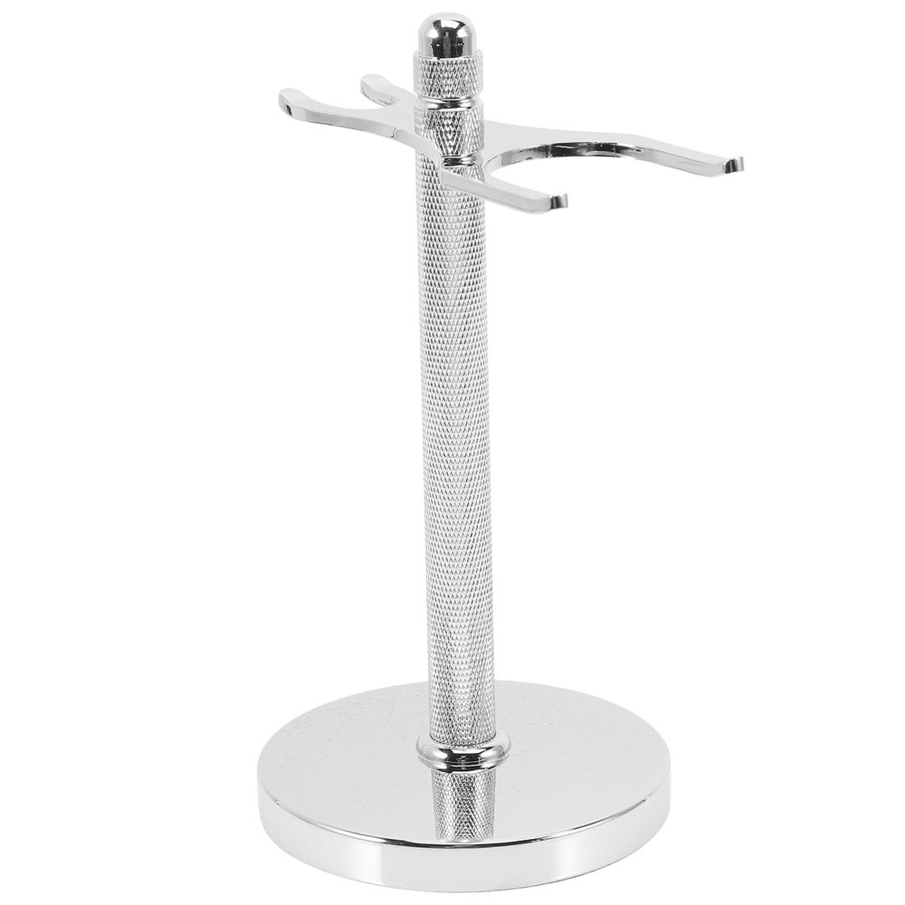 VINTORKY Barber Razor Holder and Shaving Brush Stand Space-saving Bathroom Organizer for Men S Razors and Hair Shaving Brushes Silver Base with Clamp for Fast-drying and Clean Storage
