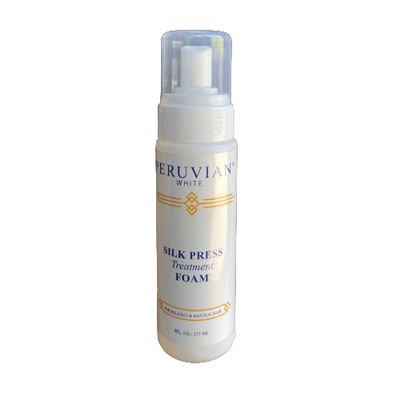 Peruvian white Silk Press Treatment Foam Smoothing Treatment for Natural & Relaxed Hair, Strengthens, Adds Shine & Frizz Control for Silk Press Styles, 8 fl oz (237 mL)